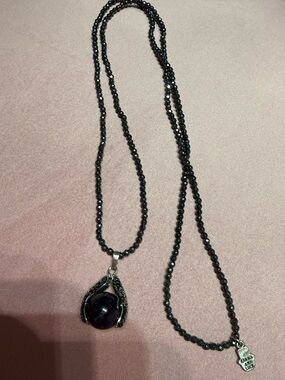 Karma and luck ameythst and hematitle necklace